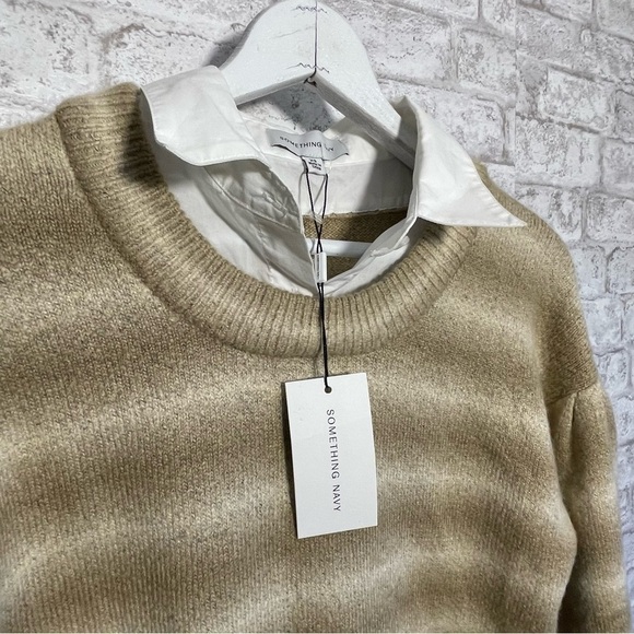 NWT Something Navy Super Soft Sewn in‎ Collar Striped Sweater Size XS - Picture 3 of 8